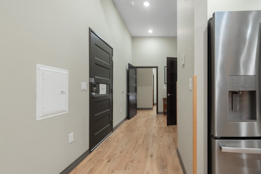 Duluth Rental Suite 102 - Hallway with hardwood floors