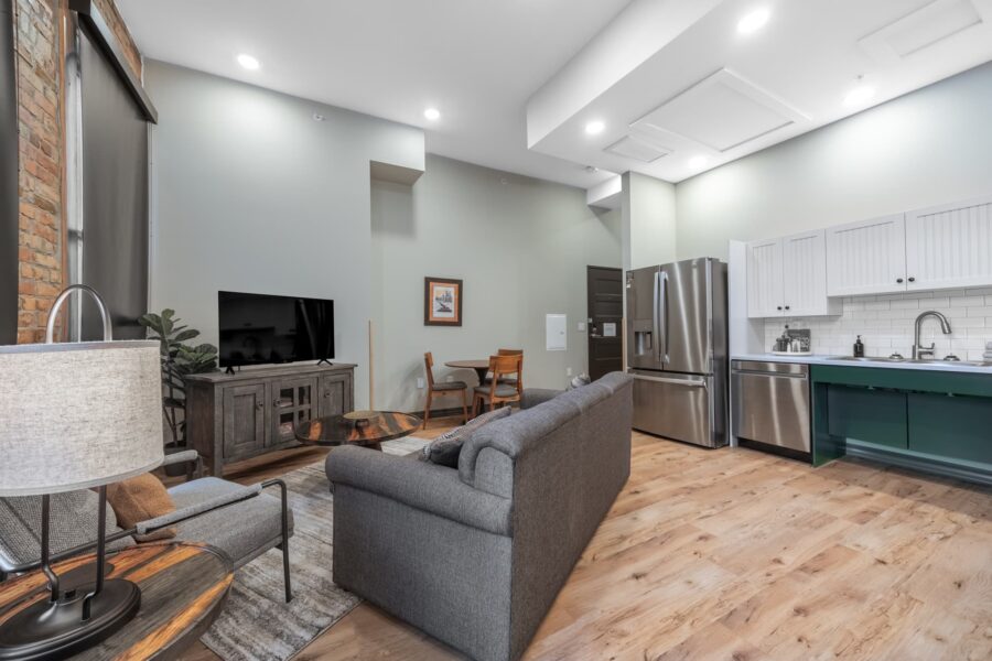 Duluth Rental Suite 102 - living area and full kitchen