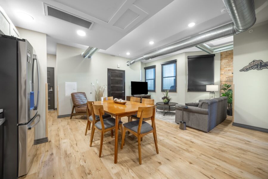 Duluth Rental Suite 203 - Dining area for six, hardwood floors