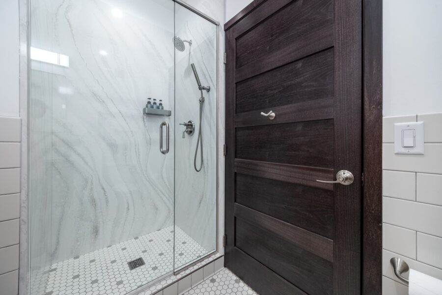 Duluth Rental Suite 303 - Bathroom with glass shower